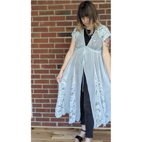 Free People Make A Splash Embellished Maxi Top / Mermaid Combo - Picture 5 of 12